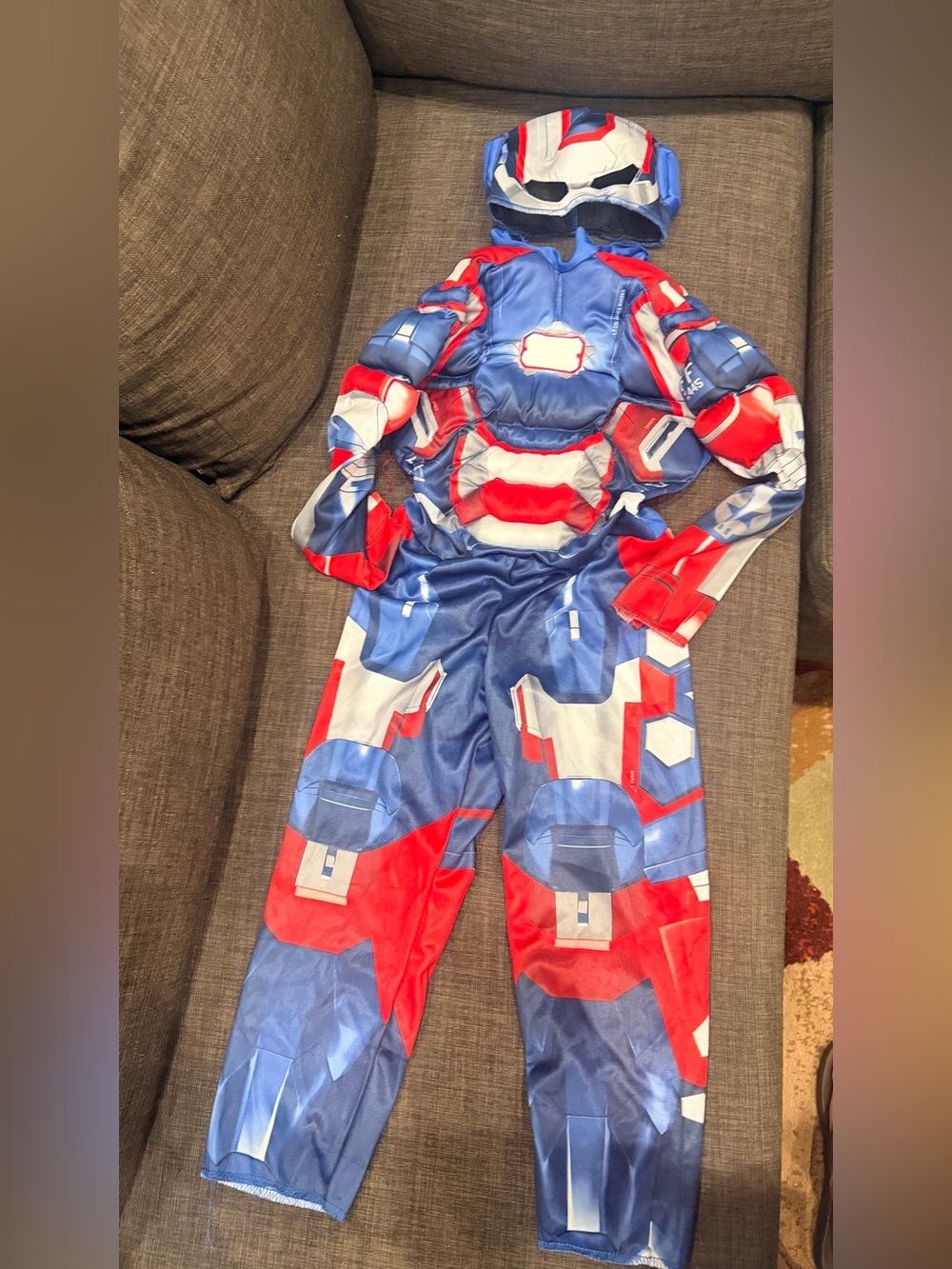 Iron Man 3 - Marvel Blue and Red Padded Superhero Costume with Hooded Mask